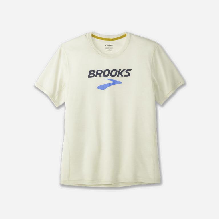 Brooks Distance Graphic Mens Short Sleeve Running Shirt - Heather Honeydew/Legacy/White - Philippine